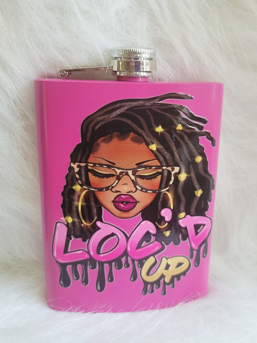 Loc'd Up Pink Stainless Steel Hip Flask - Unbranded